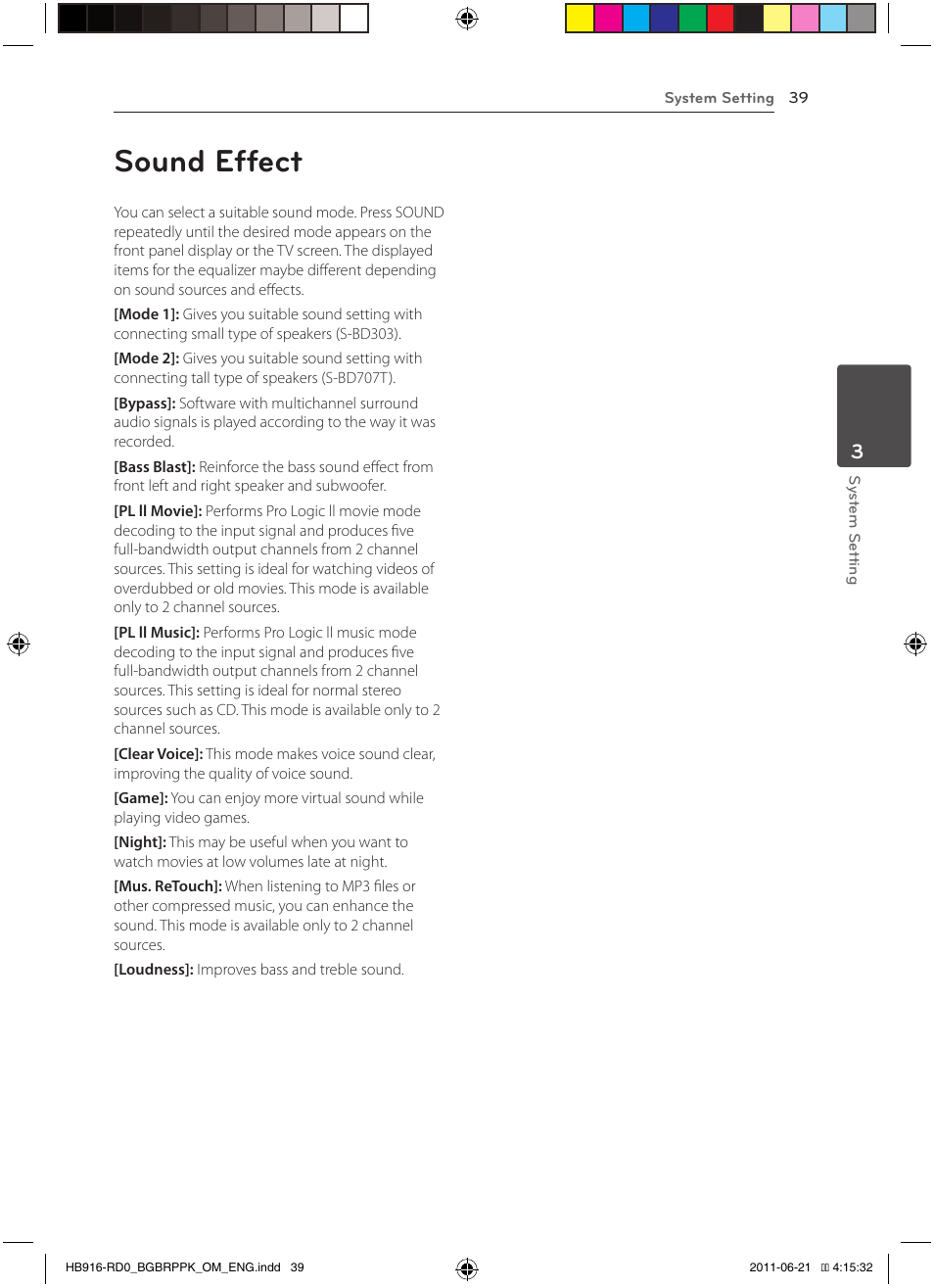 Sound effect | Pioneer BCS-717 User Manual | Page 39 / 80