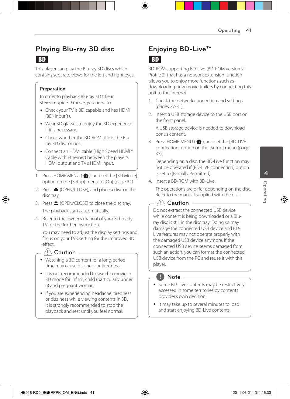 Playing blu-ray 3d disc e, Enjoying bd-live™ e | Pioneer BCS-717 User Manual | Page 41 / 80