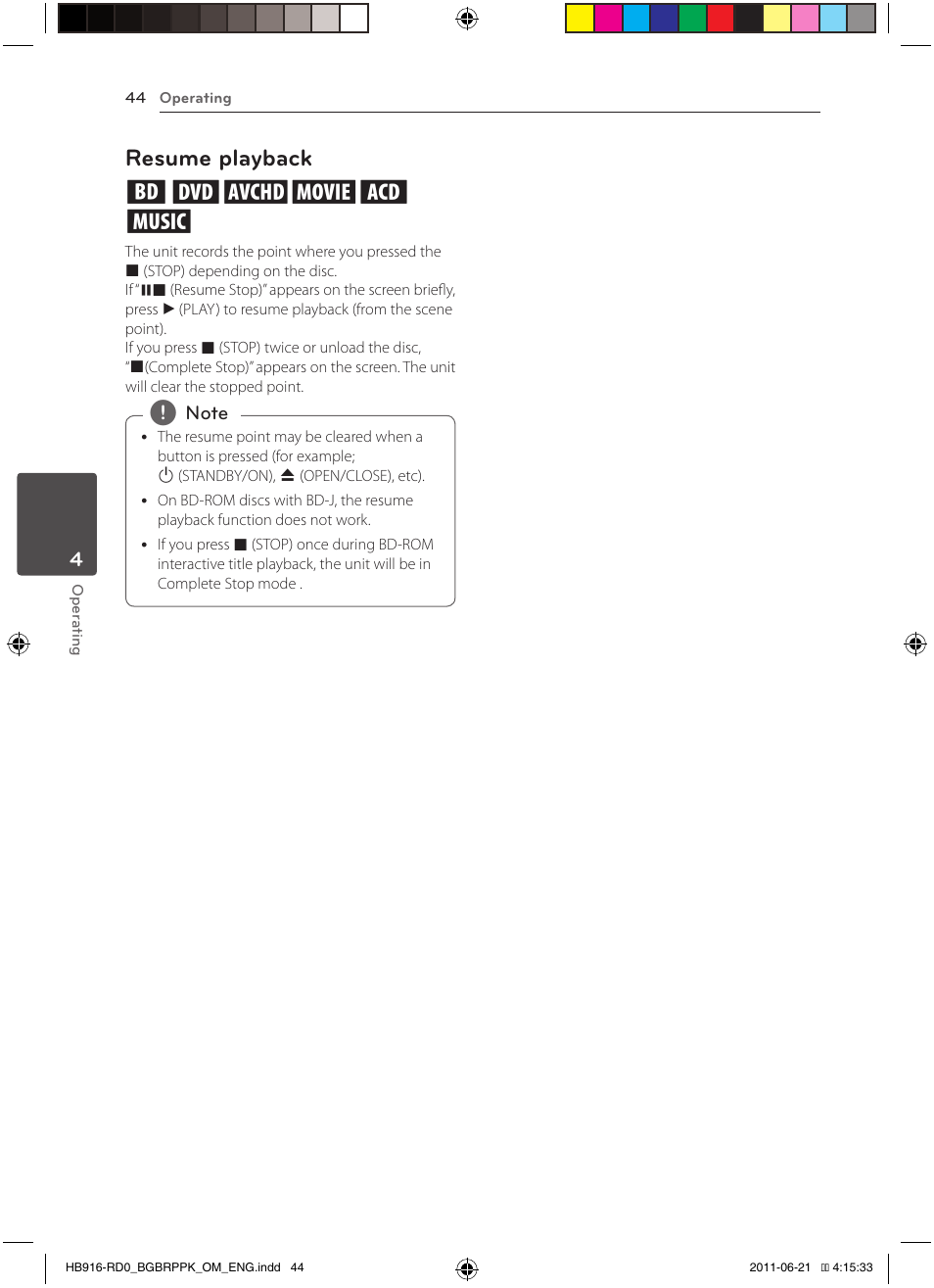 Resume playback eroyt, u | Pioneer BCS-717 User Manual | Page 44 / 80