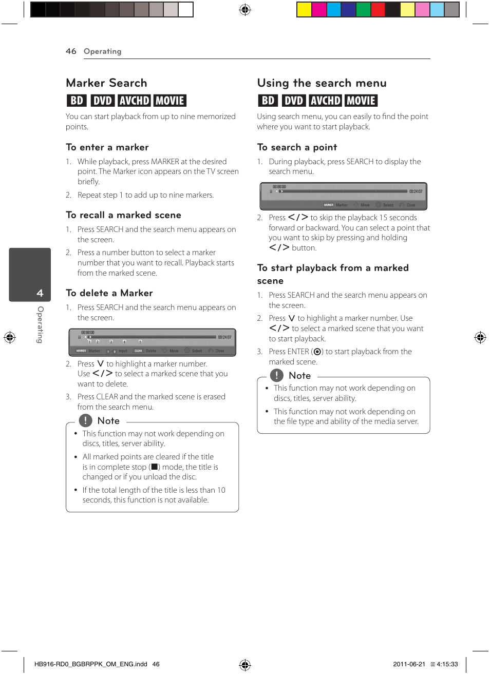 Marker search eroy, Using the search menu eroy | Pioneer BCS-717 User Manual | Page 46 / 80