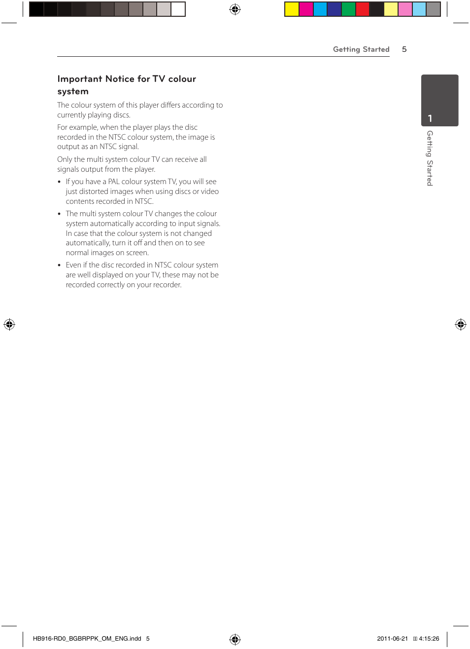 Important notice for tv colour system | Pioneer BCS-717 User Manual | Page 5 / 80