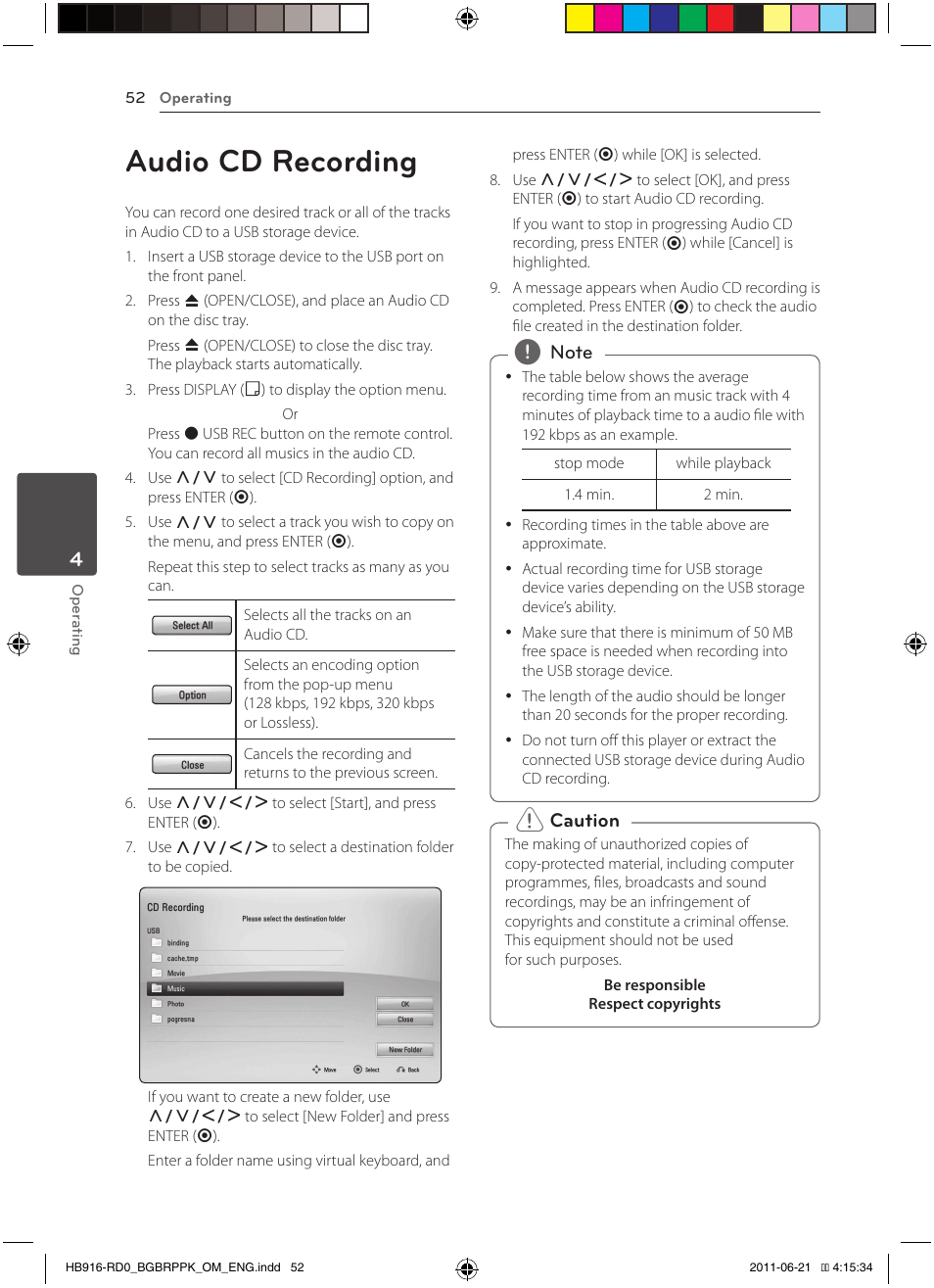52 audio cd recording, Audio cd recording | Pioneer BCS-717 User Manual | Page 52 / 80