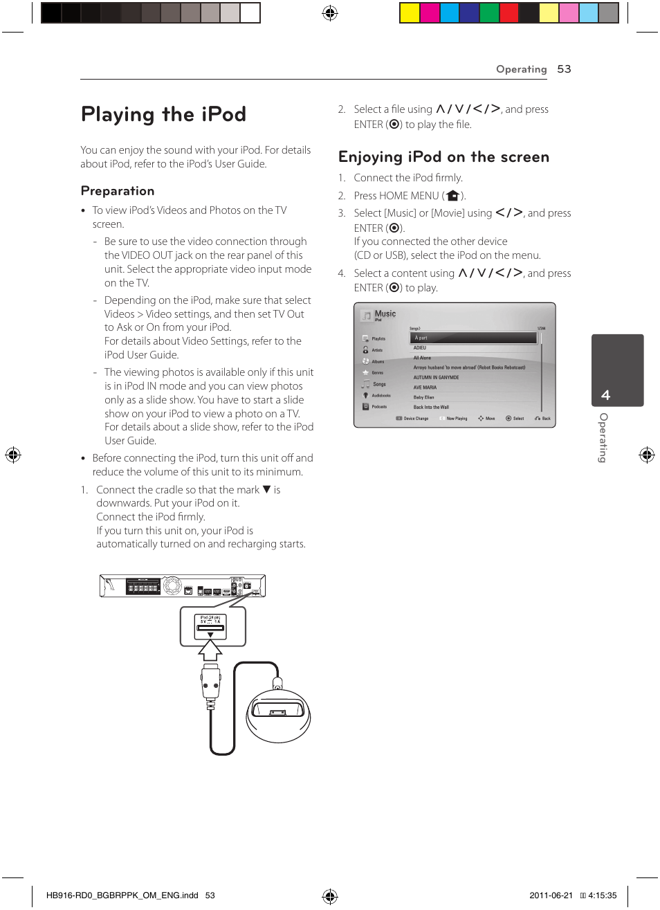 Playing the ipod, Enjoying ipod on the screen | Pioneer BCS-717 User Manual | Page 53 / 80