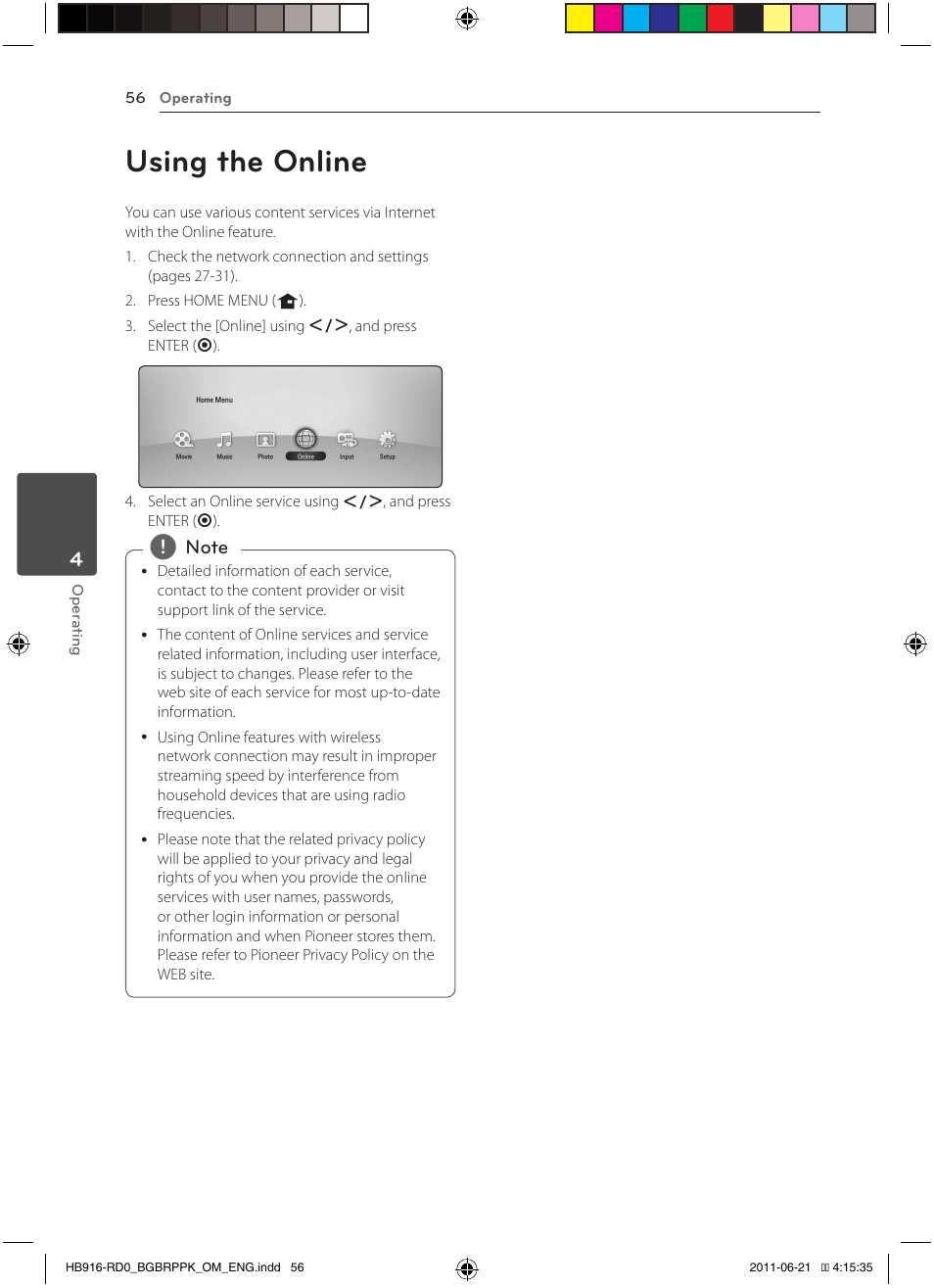 56 using the online, Using the online | Pioneer BCS-717 User Manual | Page 56 / 80