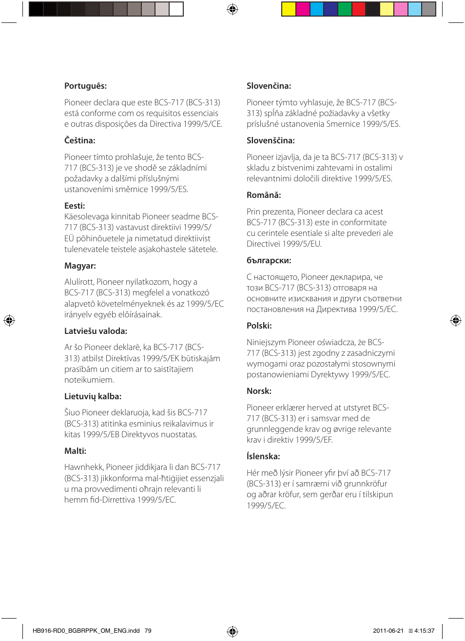 Pioneer BCS-717 User Manual | Page 79 / 80