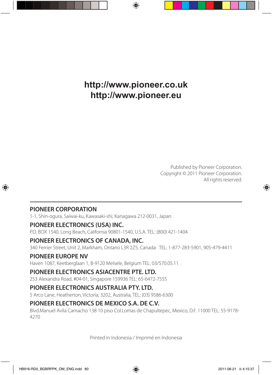 Pioneer BCS-717 User Manual | Page 80 / 80
