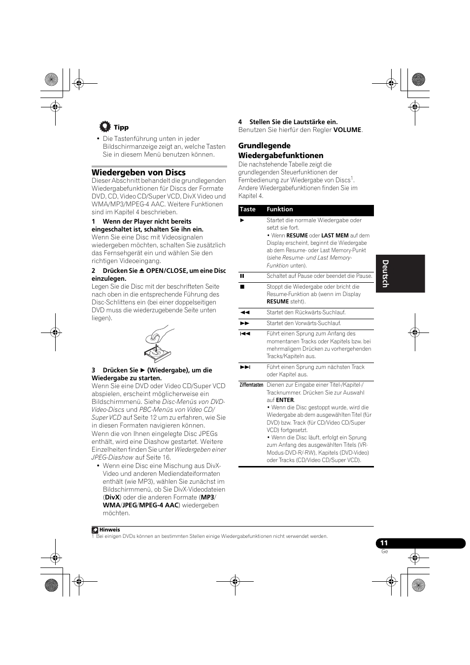 Wiedergeben von discs, Grundlegende wiedergabefunktionen | Pioneer DCS-370 User Manual | Page 103 / 141