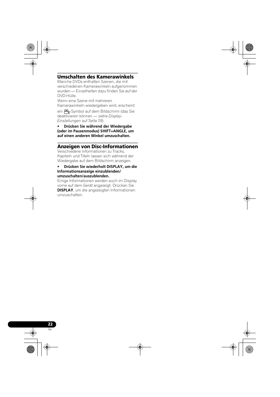 Umschalten des kamerawinkels, Anzeigen von disc-informationen | Pioneer DCS-370 User Manual | Page 114 / 141