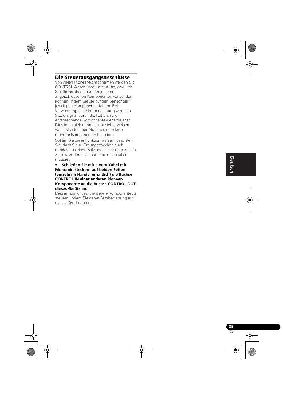Die steuerausgangsanschlüsse | Pioneer DCS-370 User Manual | Page 127 / 141