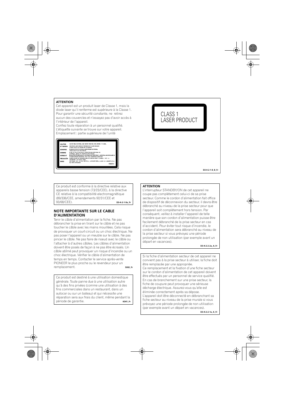 Class 1 laser product | Pioneer DCS-370 User Manual | Page 49 / 141