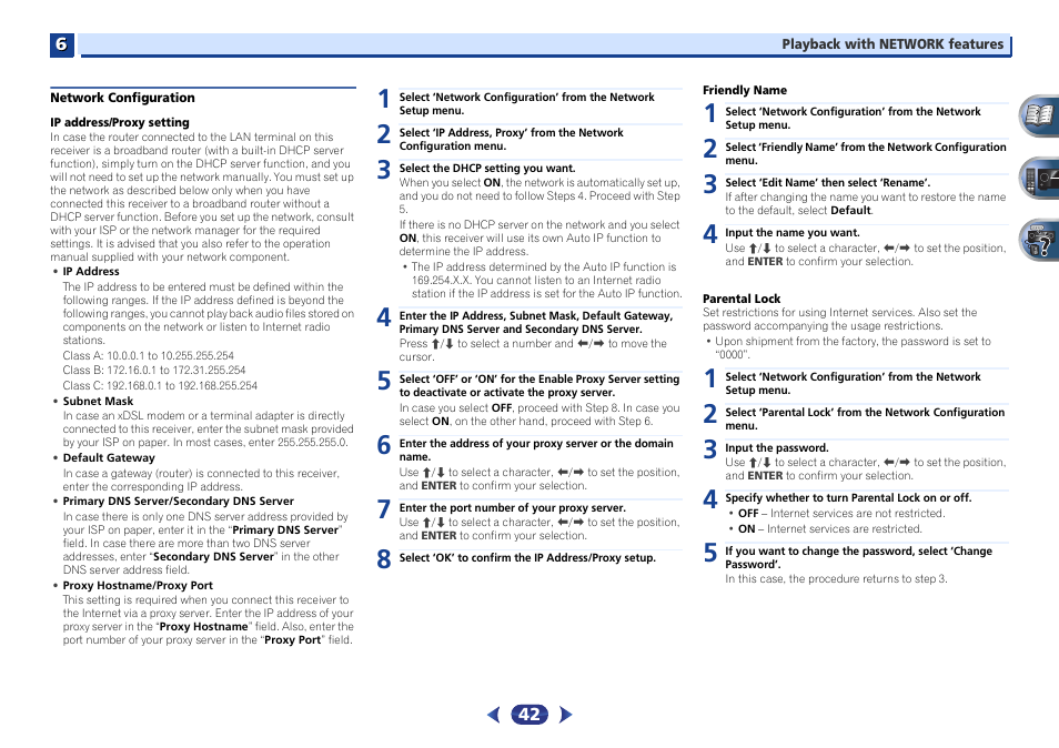 Network configuration | Pioneer VSX-527-K User Manual | Page 42 / 68