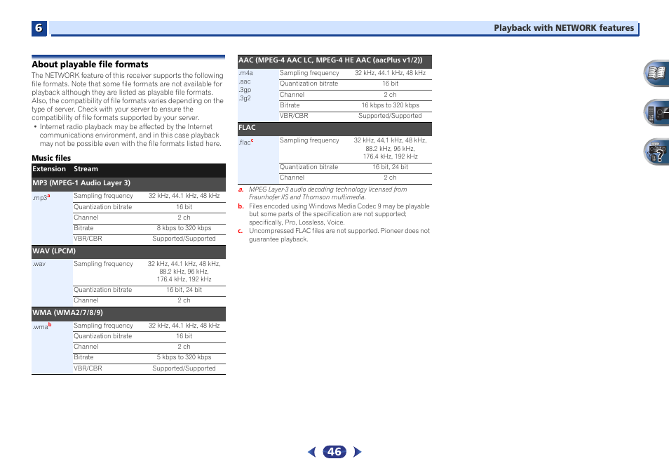 About playable file formats | Pioneer VSX-527-K User Manual | Page 46 / 68