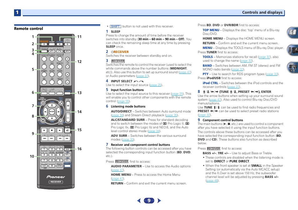 Remote control | Pioneer VSX-527-K User Manual | Page 9 / 68