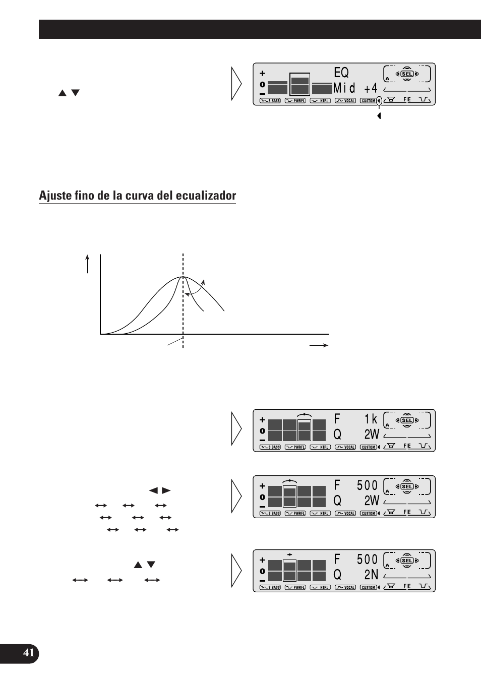 Ajuste de audio, Ajuste fino de la curva del ecualizador | Pioneer MEH-P7100R User Manual | Page 102 / 124