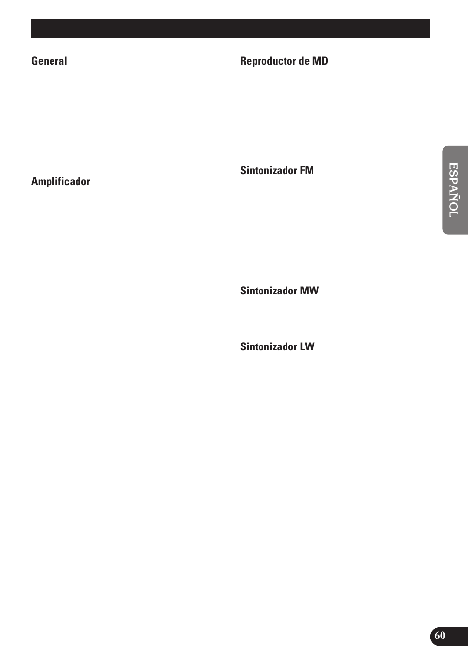 Especificaciones | Pioneer MEH-P7100R User Manual | Page 121 / 124