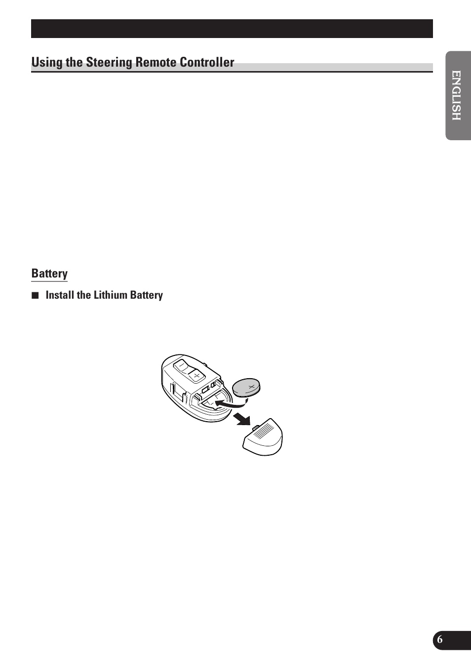Remote controller and care, Using the steering remote controller, Battery | Pioneer MEH-P7100R User Manual | Page 7 / 124