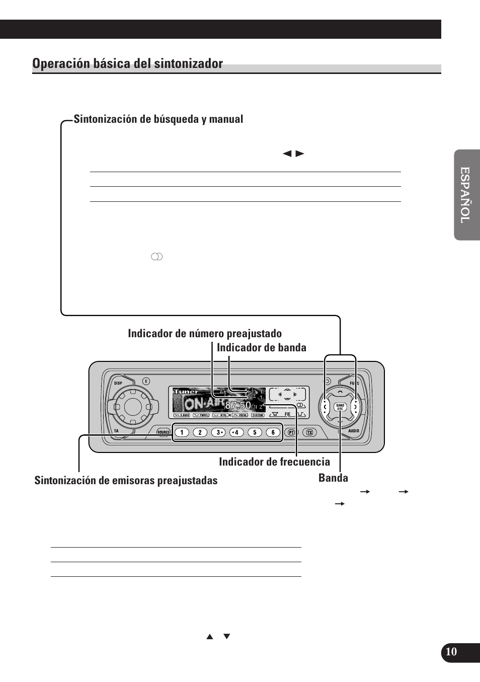 Operación básica del sintonizador, Sintonización de búsqueda y manual, Sintonización de emissoras preajustadas | Banda | Pioneer MEH-P7100R User Manual | Page 71 / 124