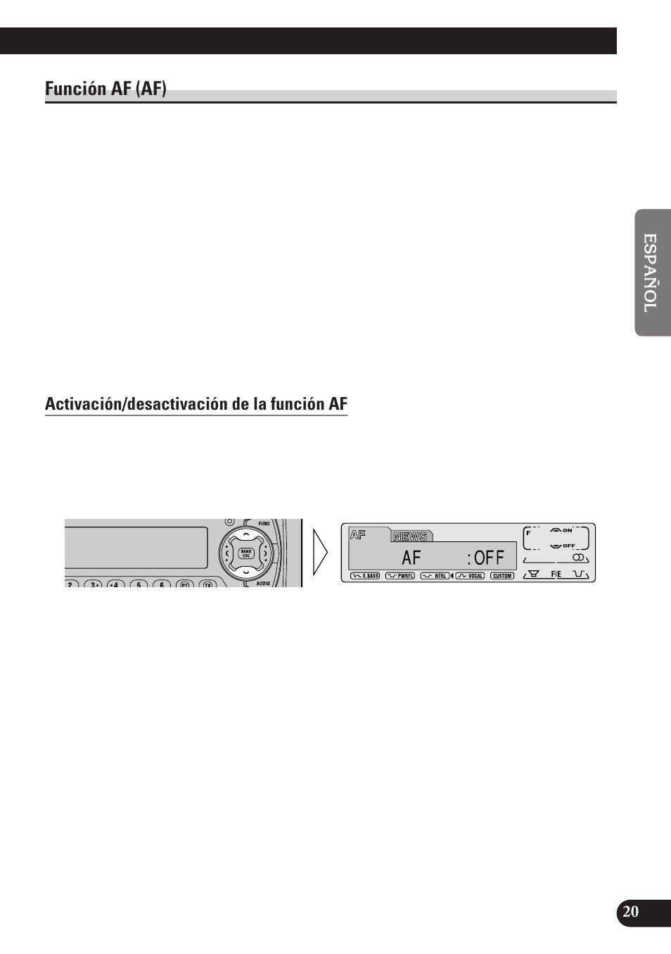 Función af (af), Activación/desactivación de la función af, A title (english) | Pioneer MEH-P7100R User Manual | Page 81 / 124