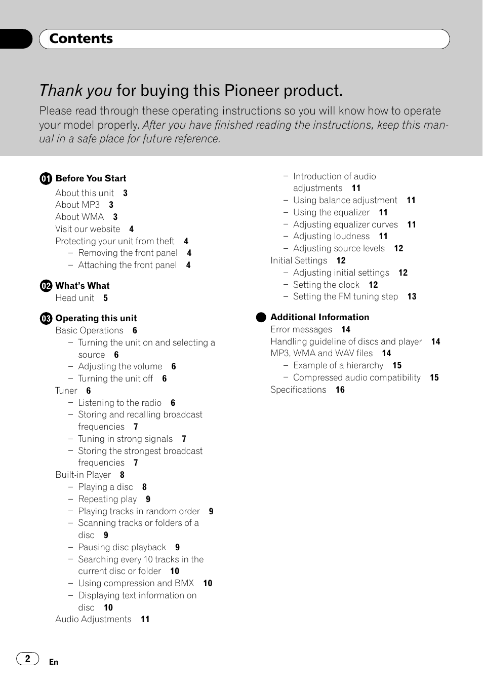 Pioneer DEH-281MP User Manual | Page 2 / 124