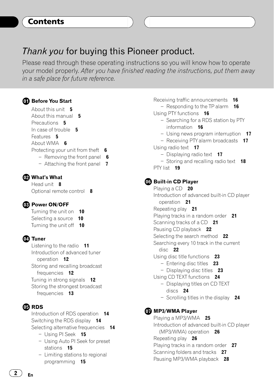 Pioneer DEH-P5500MP User Manual | Page 2 / 116