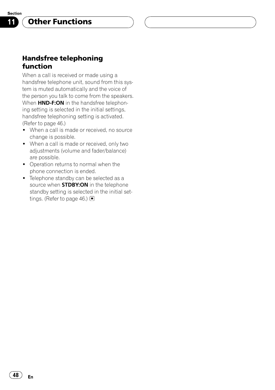 Handsfree telephoning function 48, Other functions | Pioneer DEH-P5500MP User Manual | Page 48 / 116