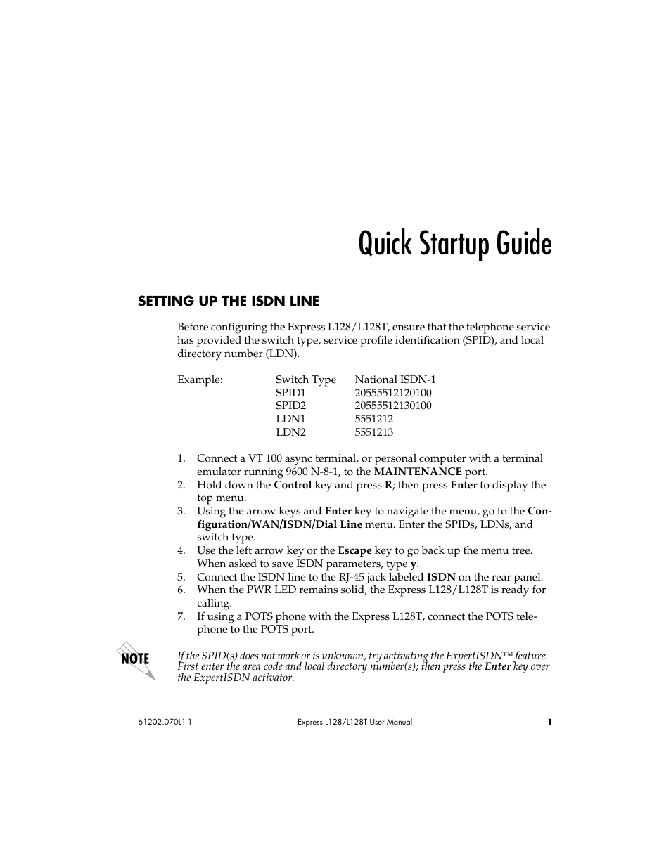 Quick startup guide | ADTRAN L128 User Manual | Page 18 / 200