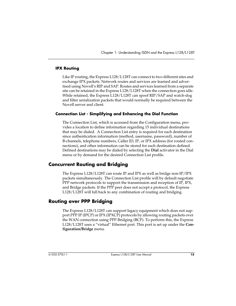 Concurrent routing and bridging, Routing over ppp bridging | ADTRAN L128 User Manual | Page 32 / 200