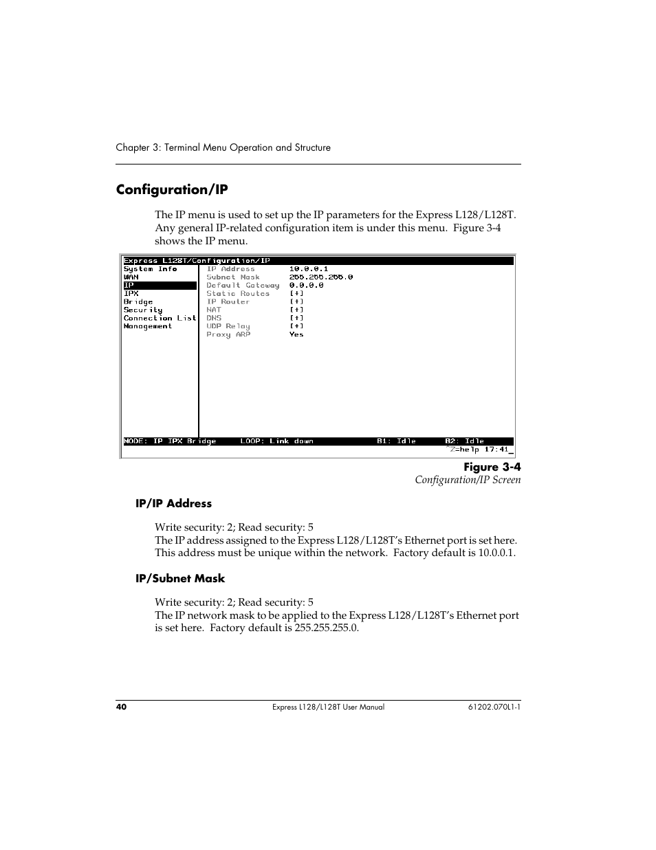 Configuration/ip | ADTRAN L128 User Manual | Page 57 / 200