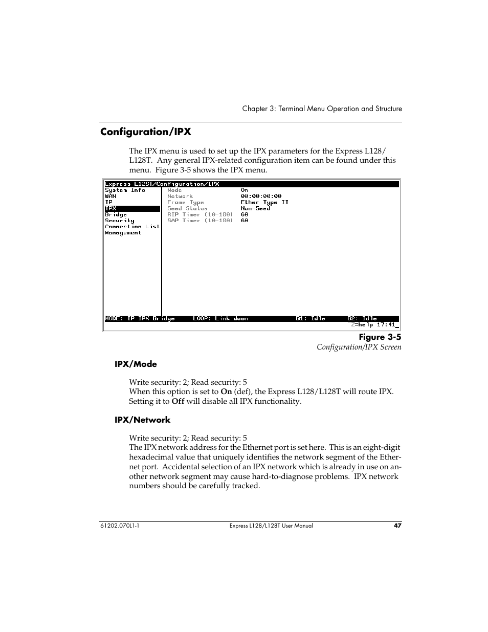 Configuration/ipx | ADTRAN L128 User Manual | Page 64 / 200