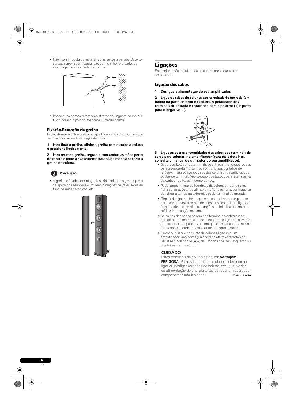 Ligações | Pioneer S-81-QL User Manual | Page 28 / 54