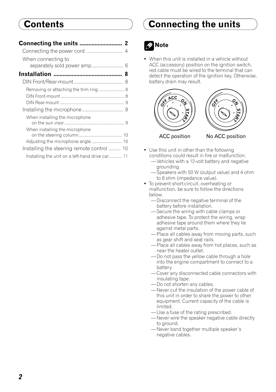English, Contents connecting the units | Pioneer DEH-P8100BT User Manual | Page 2 / 72