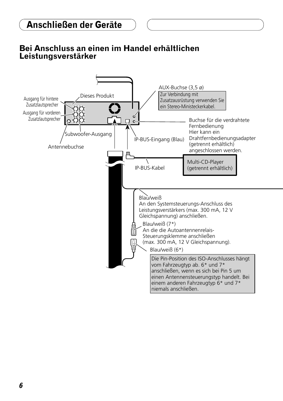 Bei anschluss an einen im handel, Erhältlichen leistungsverstärker, Anschließen der geräte | Pioneer DEH-P8100BT User Manual | Page 26 / 72