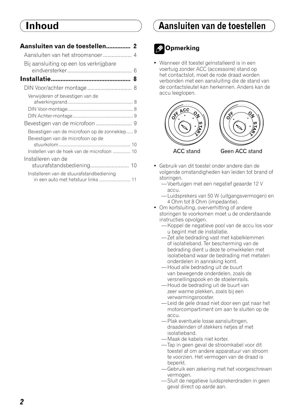 Nederlands, Inhoud aansluiten van de toestellen | Pioneer DEH-P8100BT User Manual | Page 52 / 72