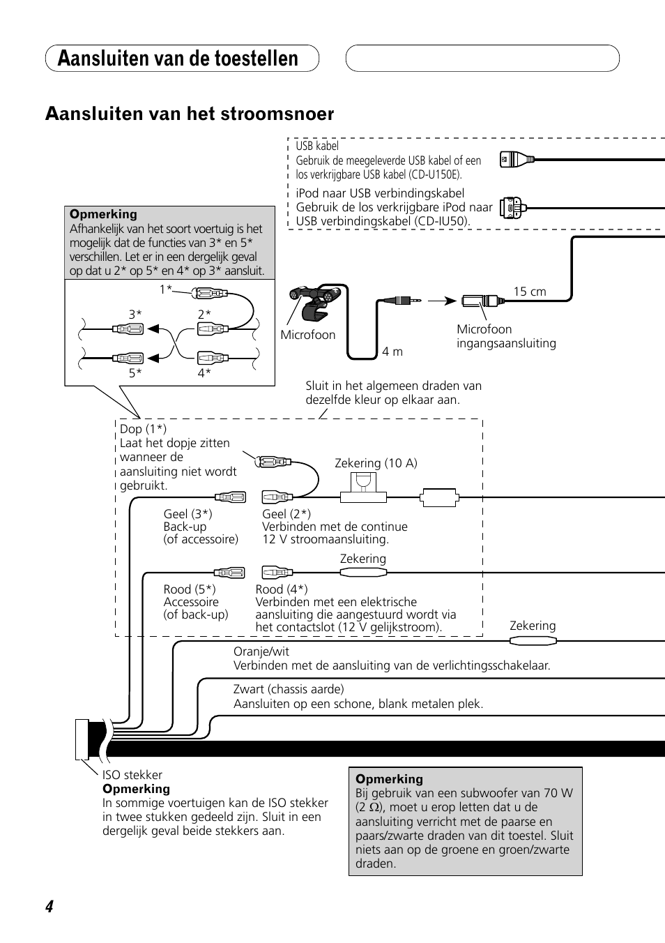 Aansluiten van het stroomsnoer, Aansluiten van de toestellen | Pioneer DEH-P8100BT User Manual | Page 54 / 72