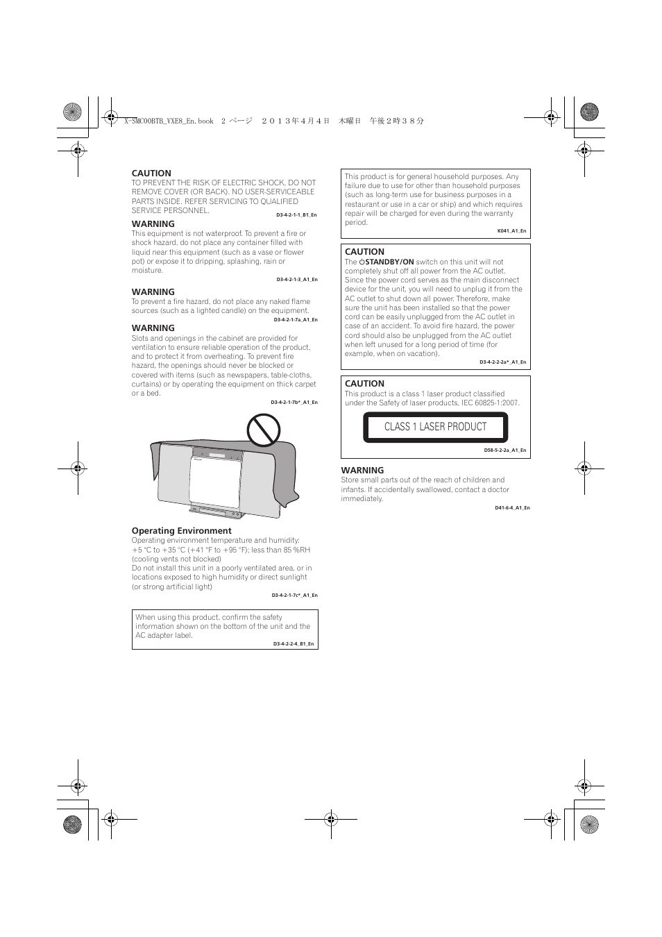 Class 1 laser product | Pioneer X-SMC00BT User Manual | Page 2 / 40