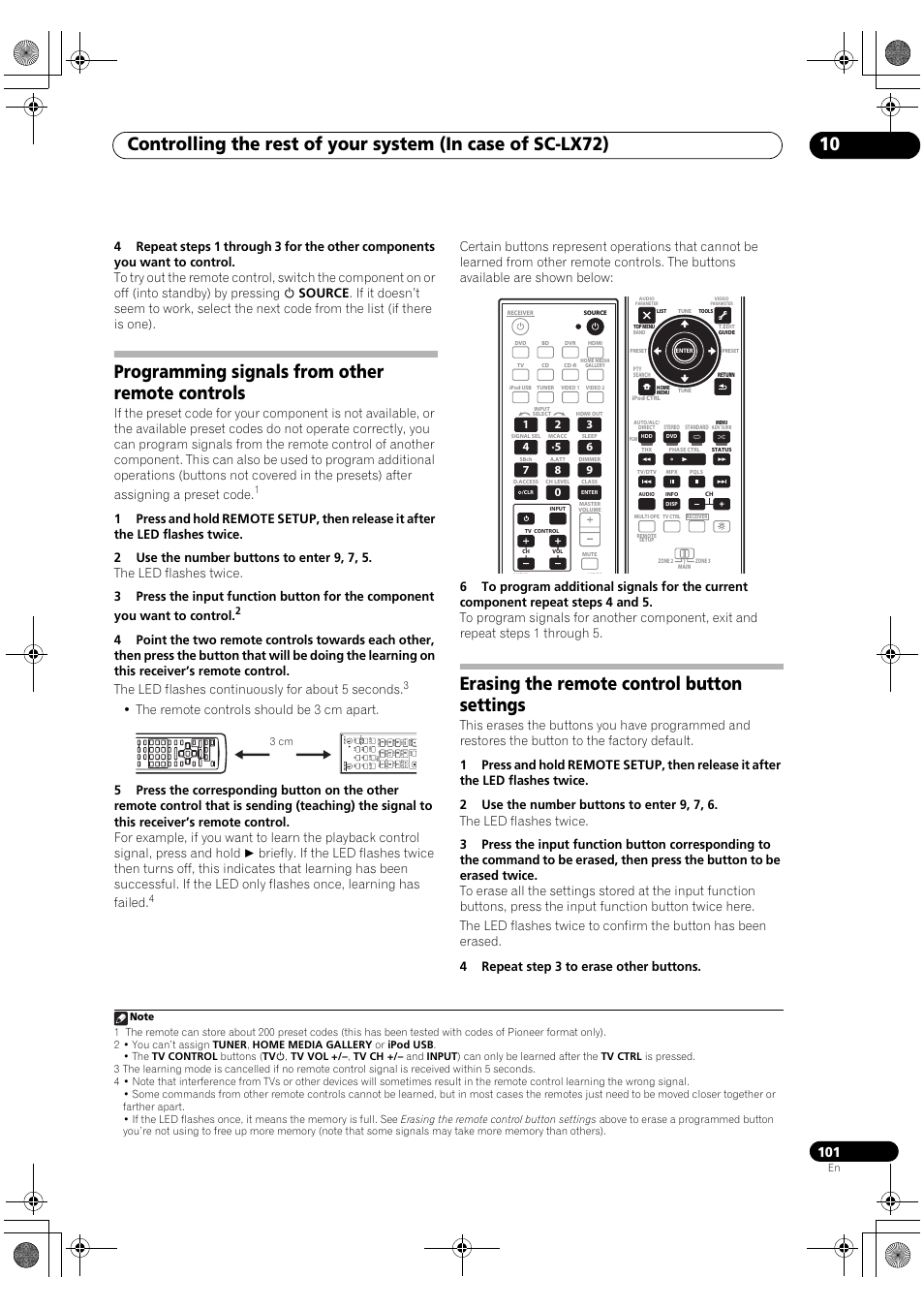 Programming signals from other remote controls, Erasing the remote control button settings | Pioneer SC-LX82 User Manual | Page 101 / 148