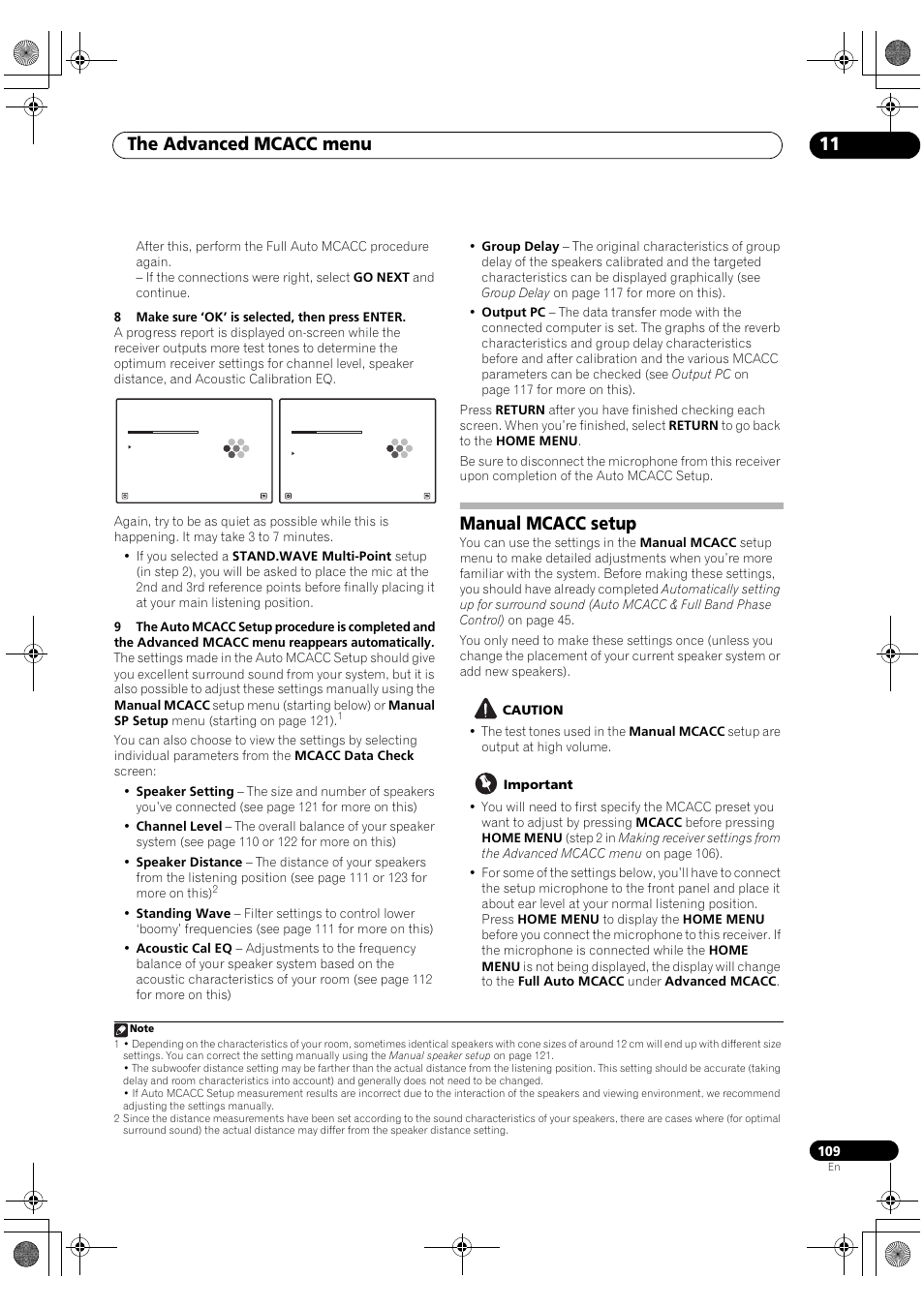 Manual mcacc setup, The advanced mcacc menu 11 | Pioneer SC-LX82 User Manual | Page 109 / 148