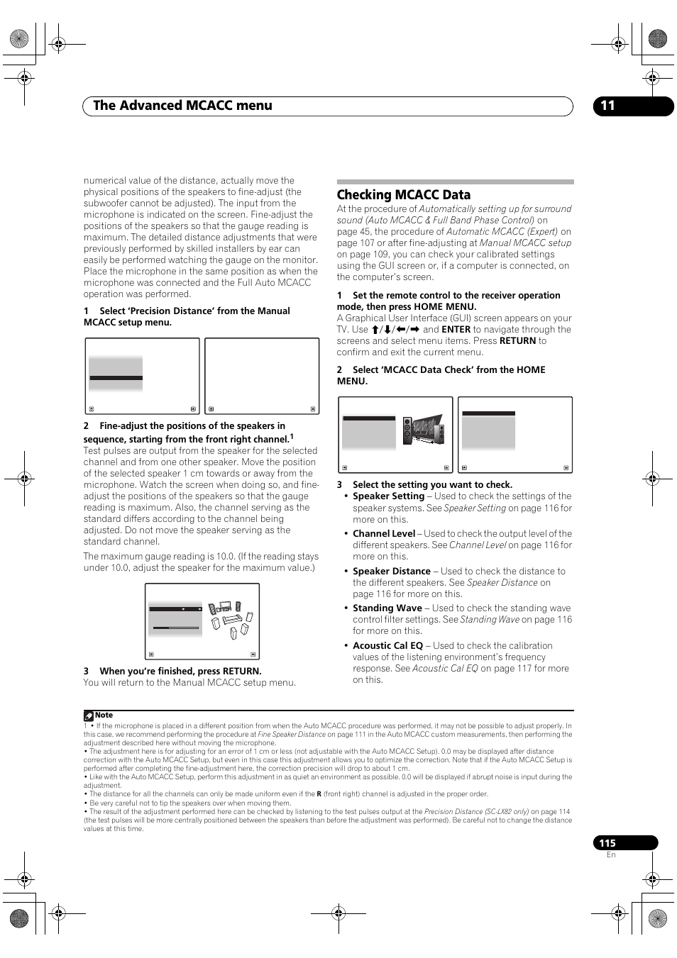 Checking mcacc data, The advanced mcacc menu 11 | Pioneer SC-LX82 User Manual | Page 115 / 148