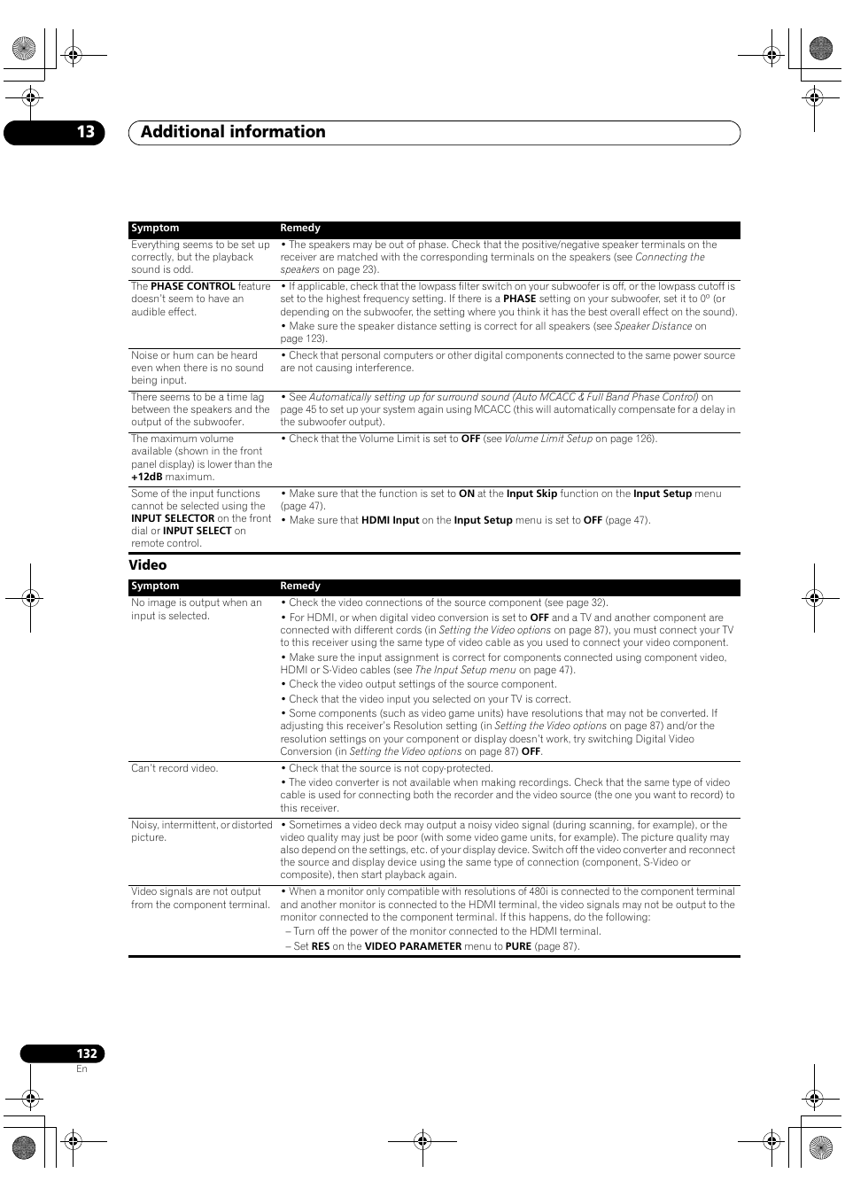 Video, Additional information 13 | Pioneer SC-LX82 User Manual | Page 132 / 148