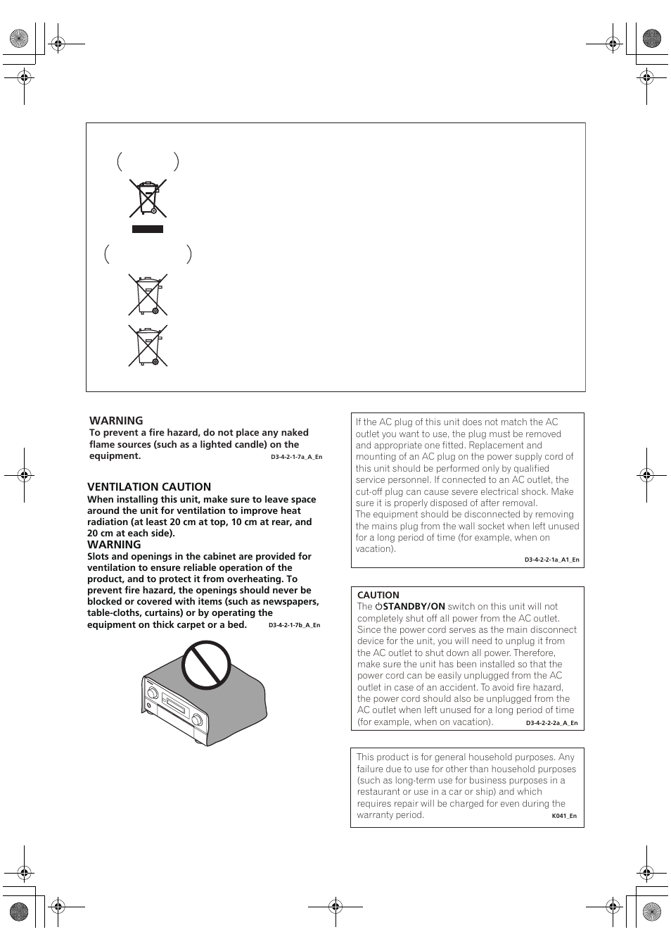 Warning, Ventilation caution | Pioneer SC-LX82 User Manual | Page 3 / 148