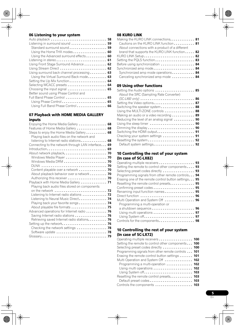 Pioneer SC-LX82 User Manual | Page 5 / 148