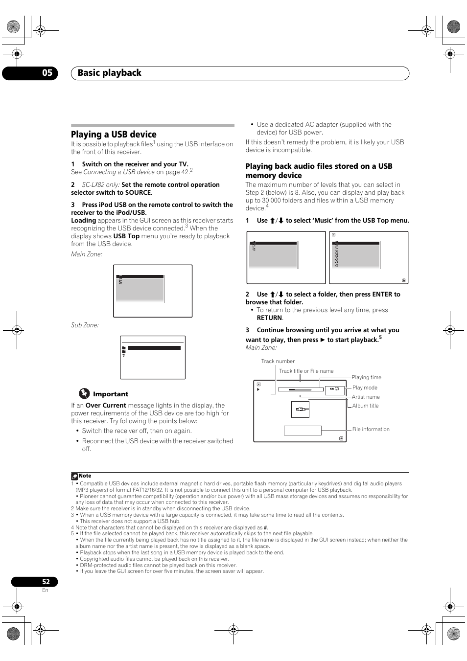 Playing a usb device, Basic playback 05 | Pioneer SC-LX82 User Manual | Page 52 / 148