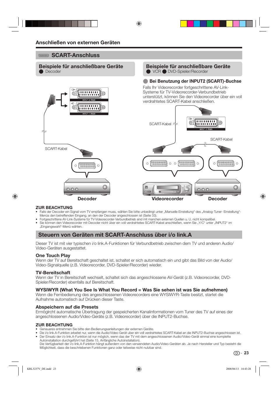 Scart-anschluss | Pioneer KRL-37V User Manual | Page 121 / 338