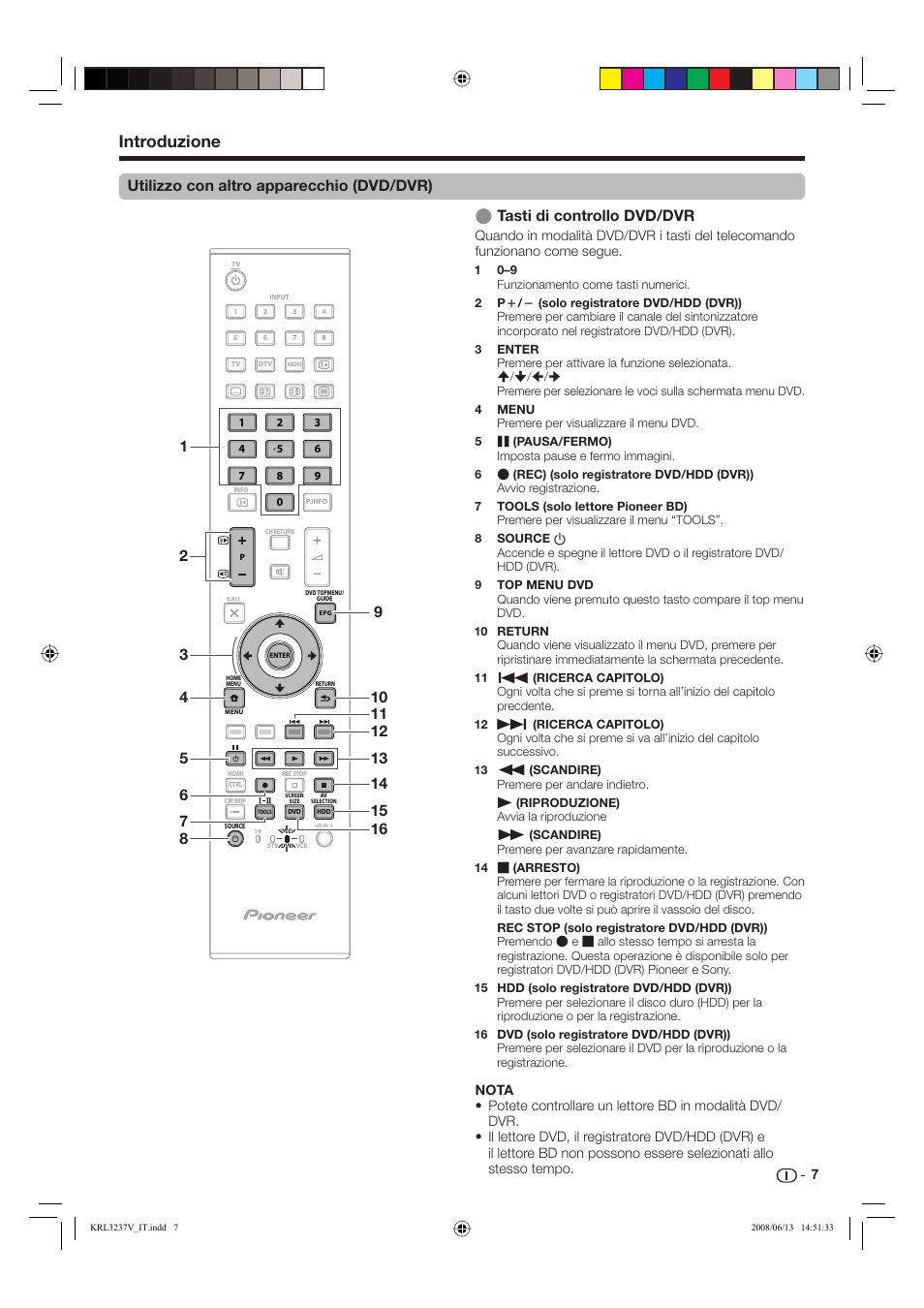 Introduzione, Utilizzo con altro apparecchio (dvd/dvr) | Pioneer KRL-37V User Manual | Page 153 / 338