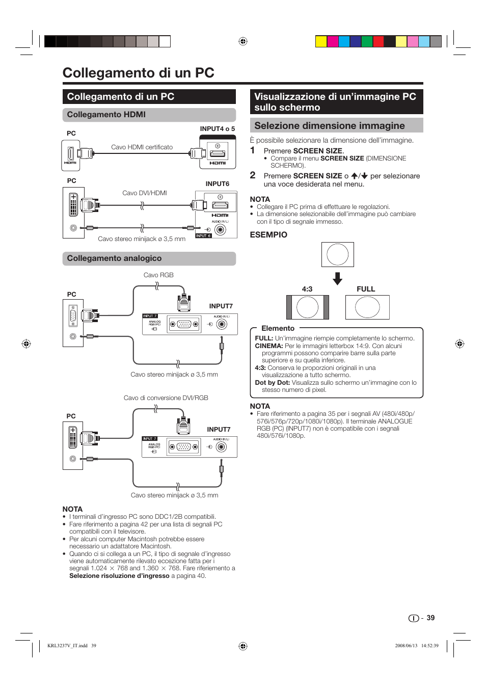 Collegamento di un pc | Pioneer KRL-37V User Manual | Page 185 / 338