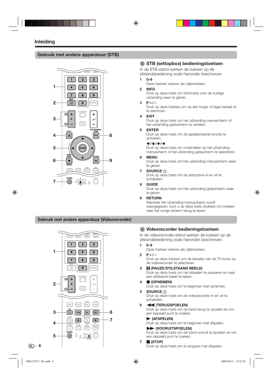 Inleiding, Videorecorder bedieningstoetsen | Pioneer KRL-37V User Manual | Page 200 / 338