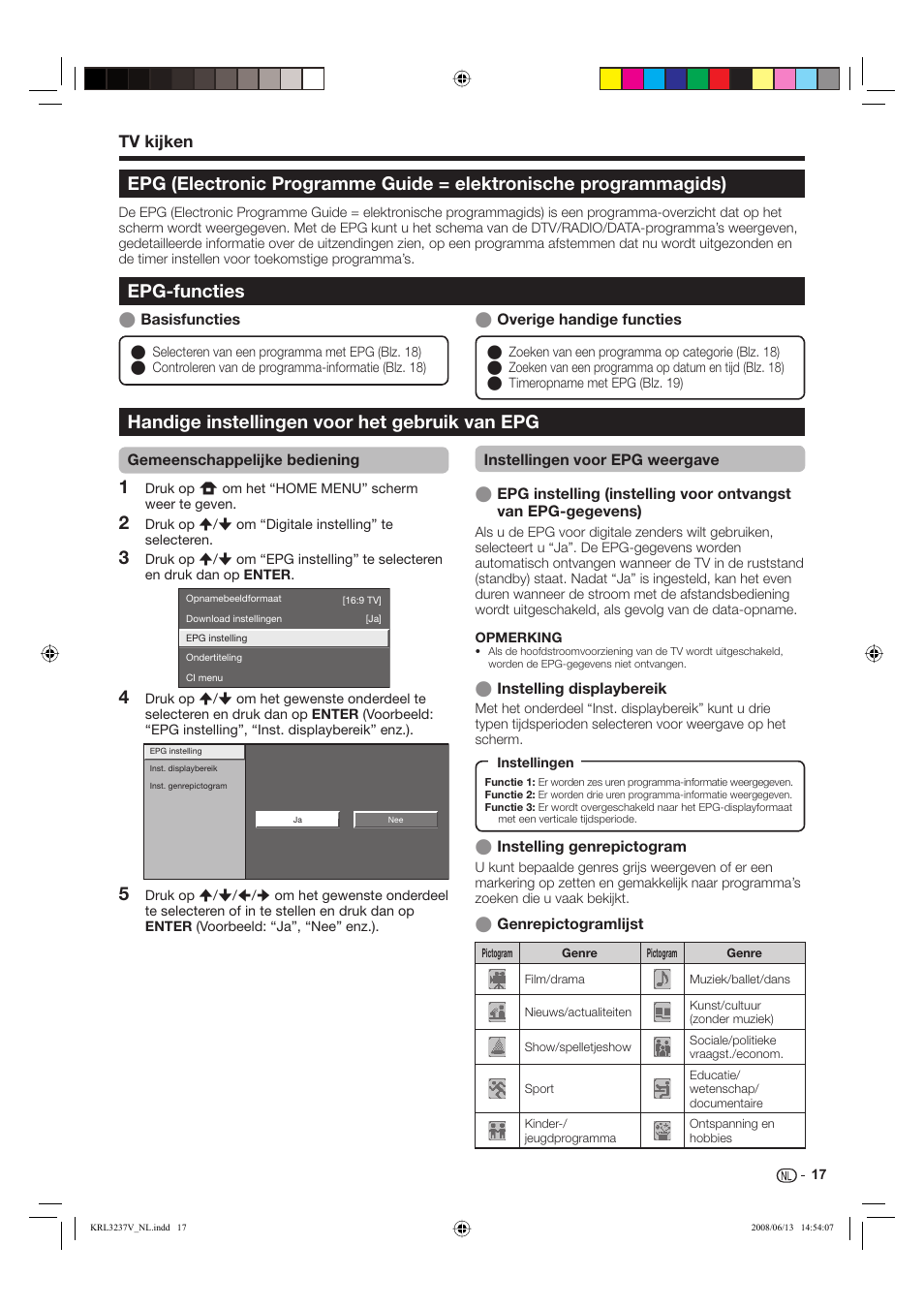 Epg-functies, Handige instellingen voor het gebruik van epg, Tv kijken | Pioneer KRL-37V User Manual | Page 211 / 338