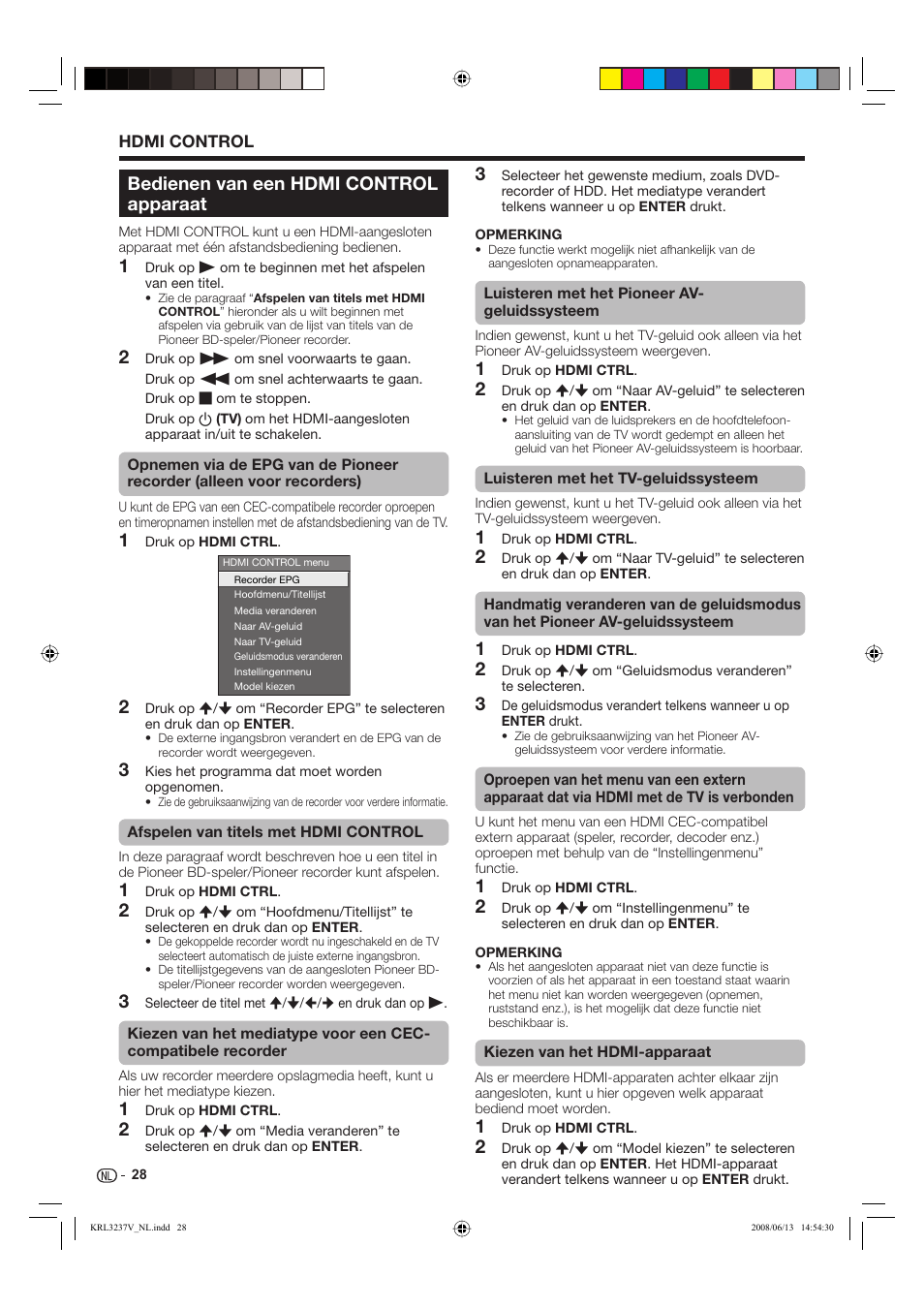 Bedienen van een hdmi control apparaat | Pioneer KRL-37V User Manual | Page 222 / 338