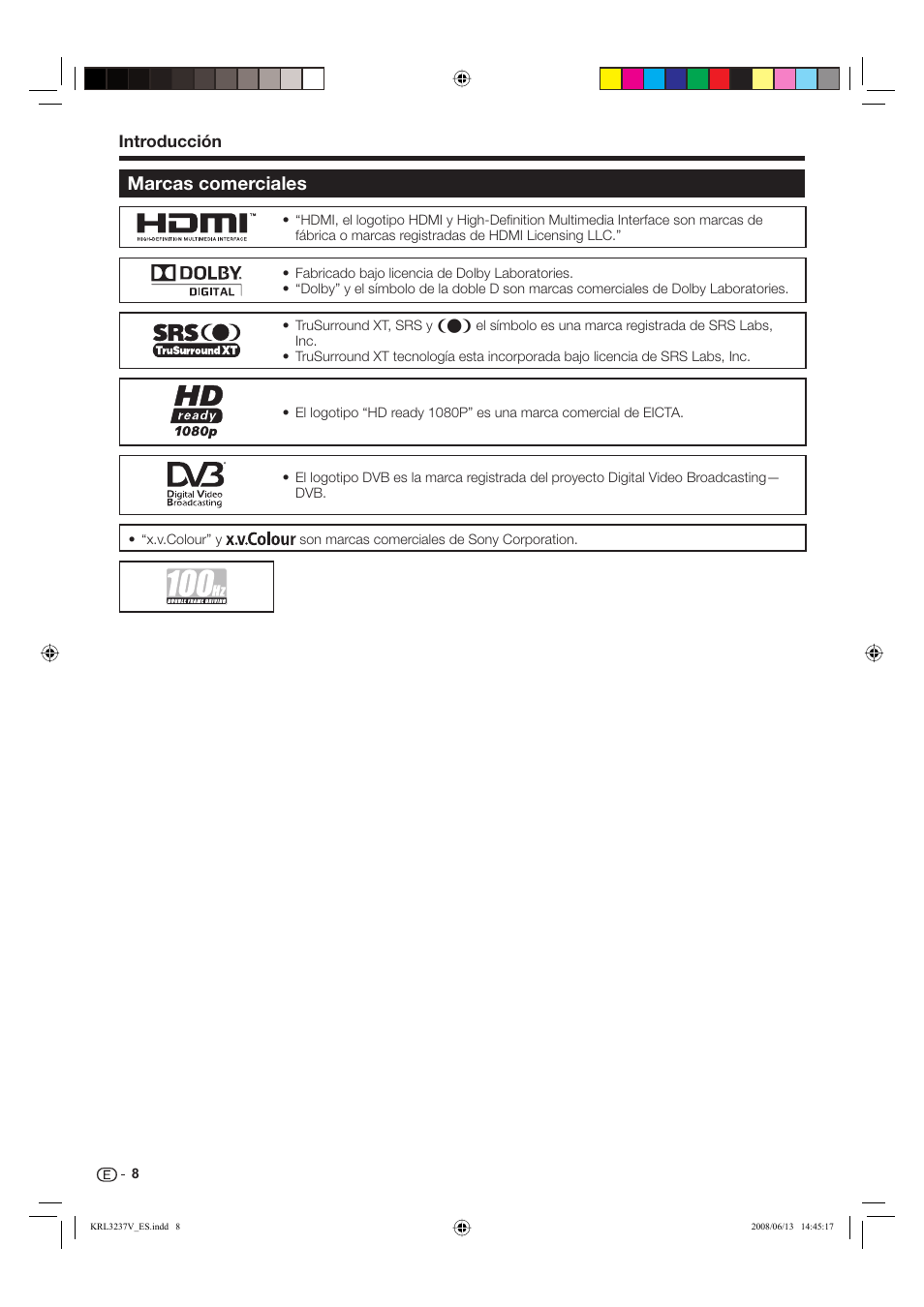 Marcas comerciales, Introducción | Pioneer KRL-37V User Manual | Page 250 / 338