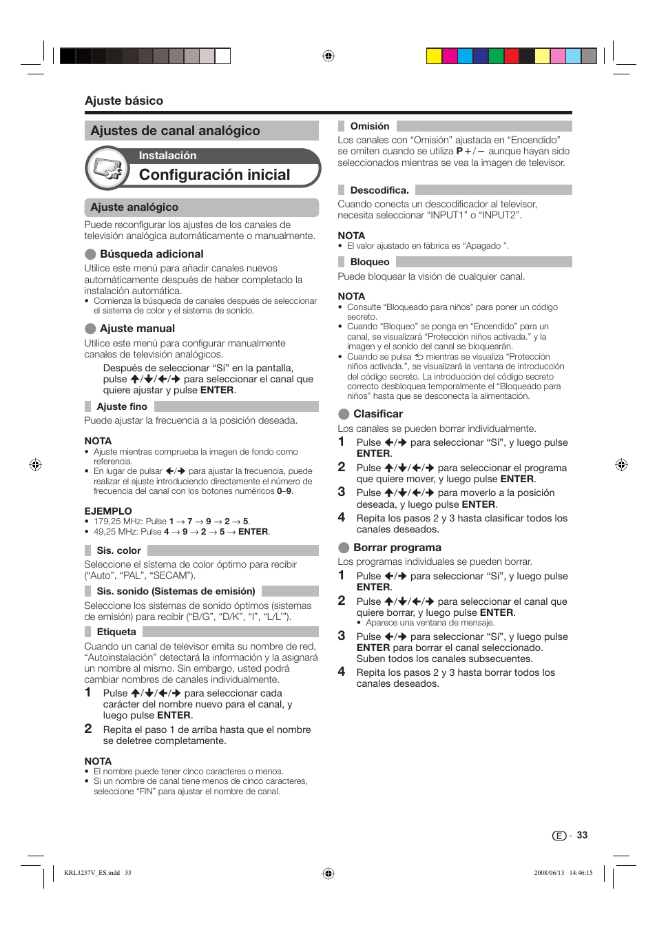Configuración inicial, Ajustes de canal analógico | Pioneer KRL-37V User Manual | Page 275 / 338